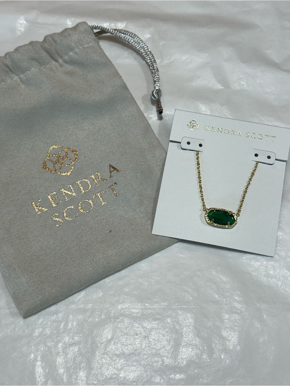 Kendra Scott Elisa Necklace Vermeil Gold & Emerald Cats Eye fashion jewelry- NIB